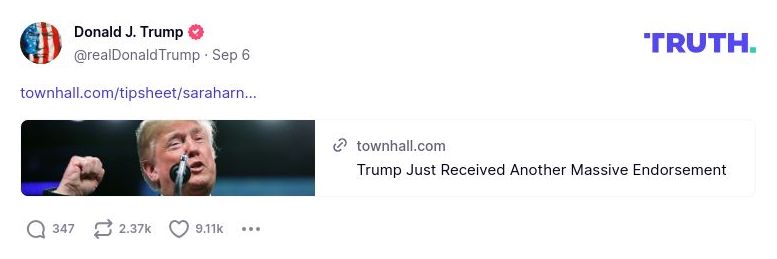 Post image from Donald Trump