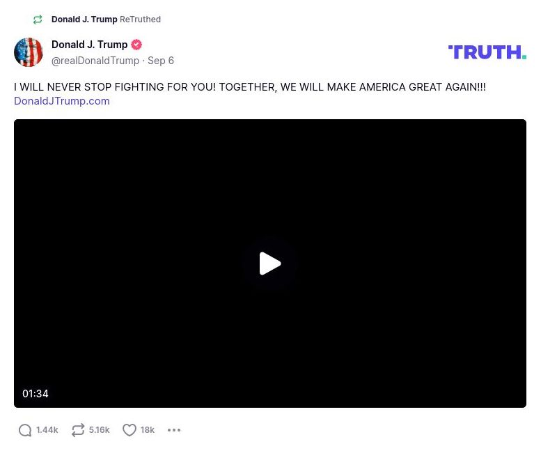 Post image from Donald Trump