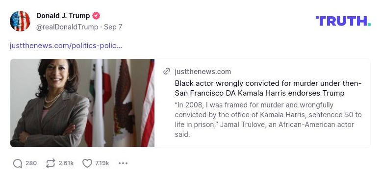 Post image from Donald Trump