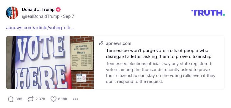 Post image from Donald Trump