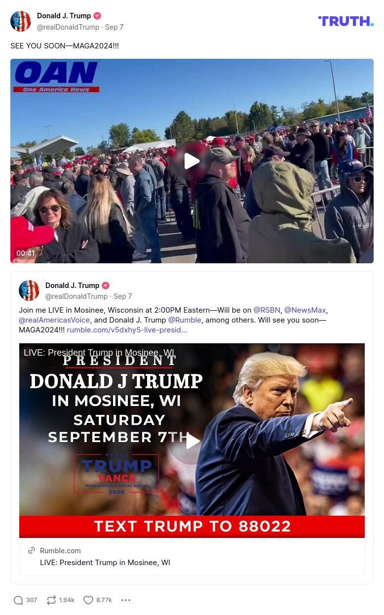 Post image from Donald Trump