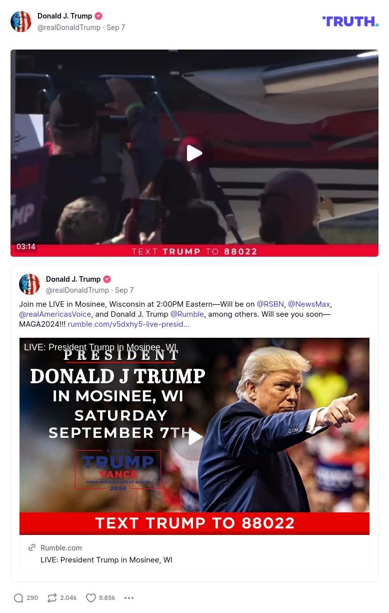 Post image from Donald Trump