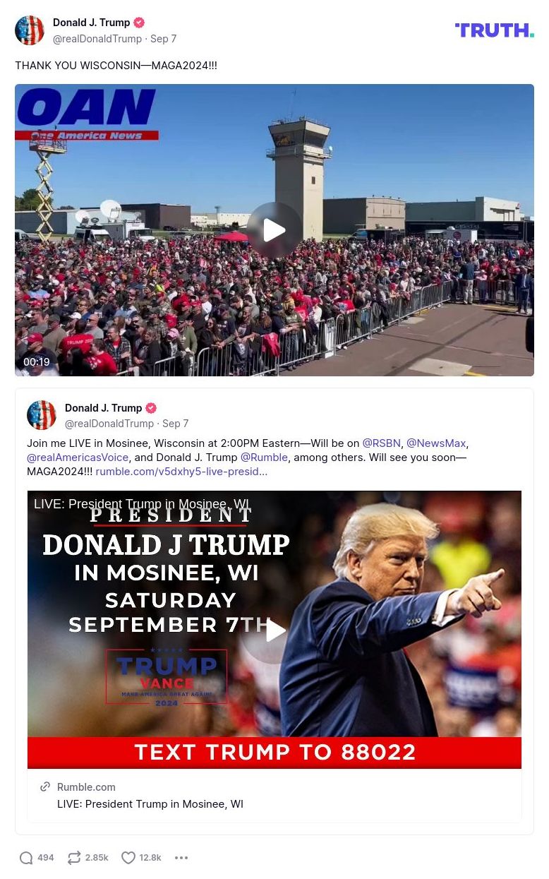 Post image from Donald Trump