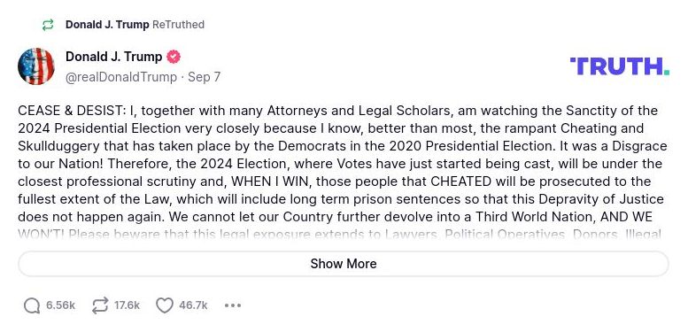 Post image from Donald Trump