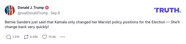 Post image from Donald Trump