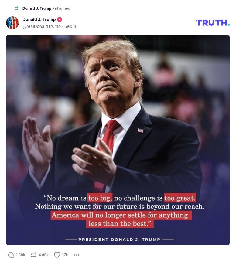 Post image from Donald Trump