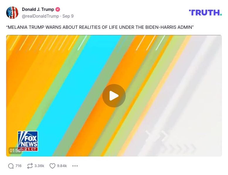 Post preview from Donald Trump