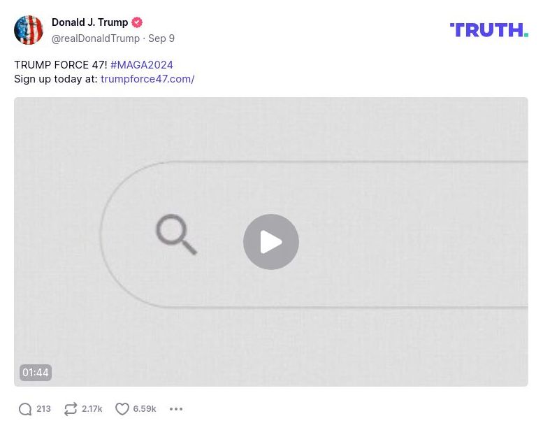 Post image from Donald Trump