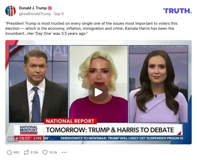 Post preview from Donald Trump