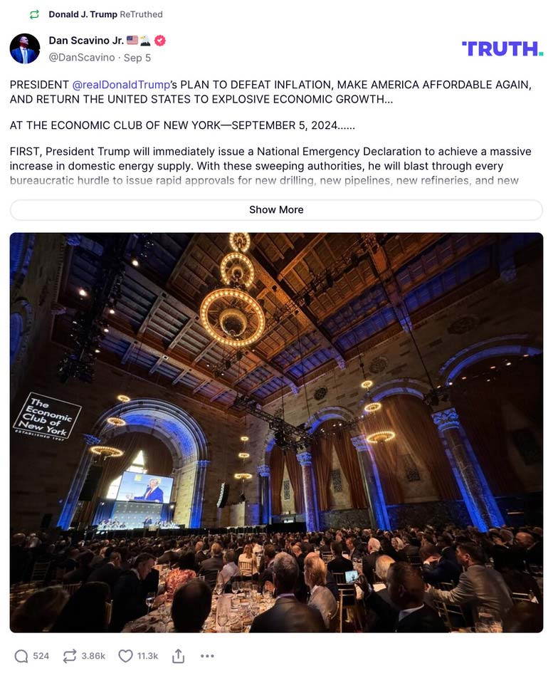 Post preview from Donald Trump