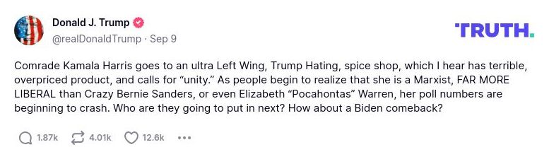 Post preview from Donald Trump