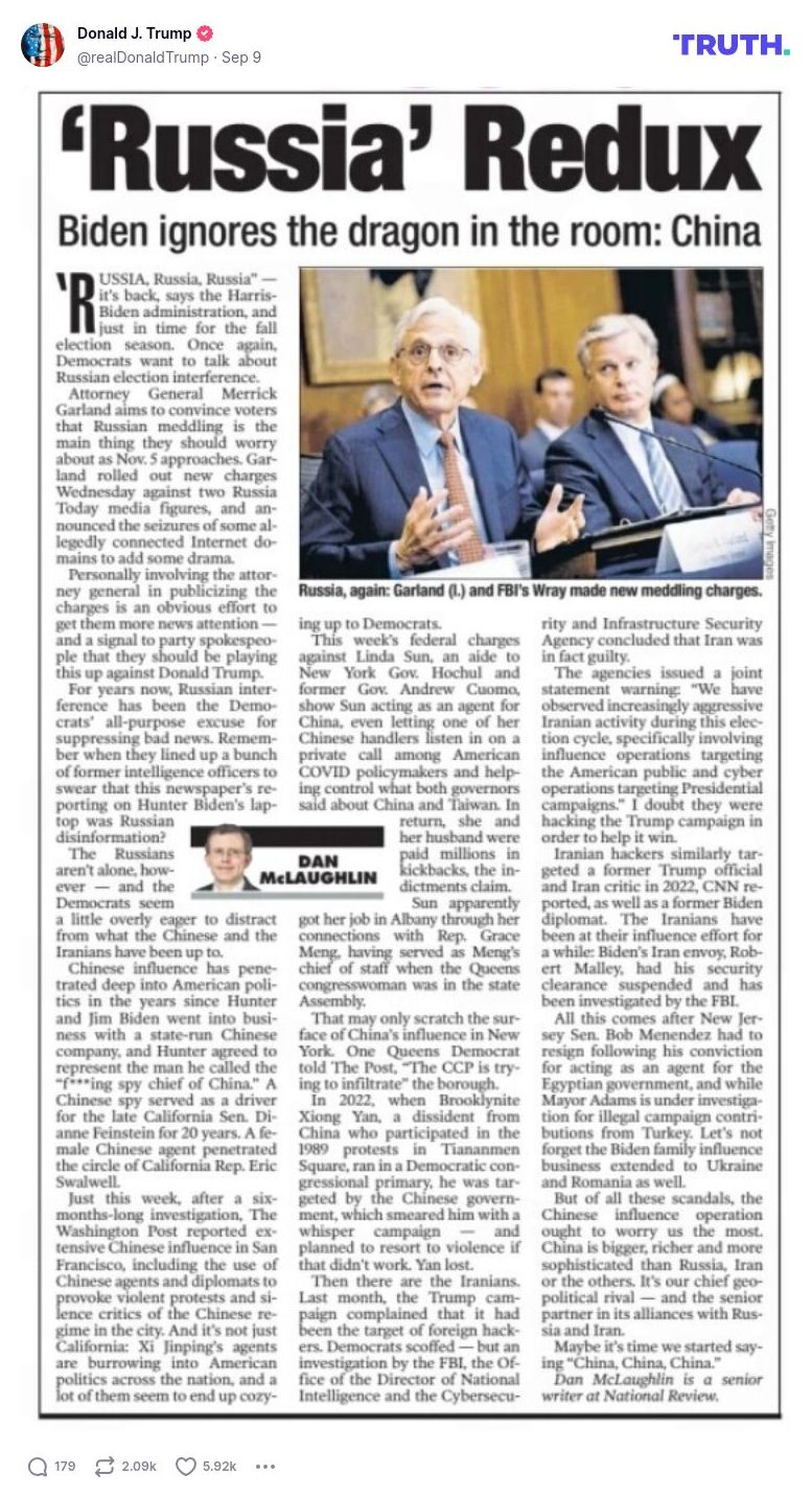 Post image from Donald Trump