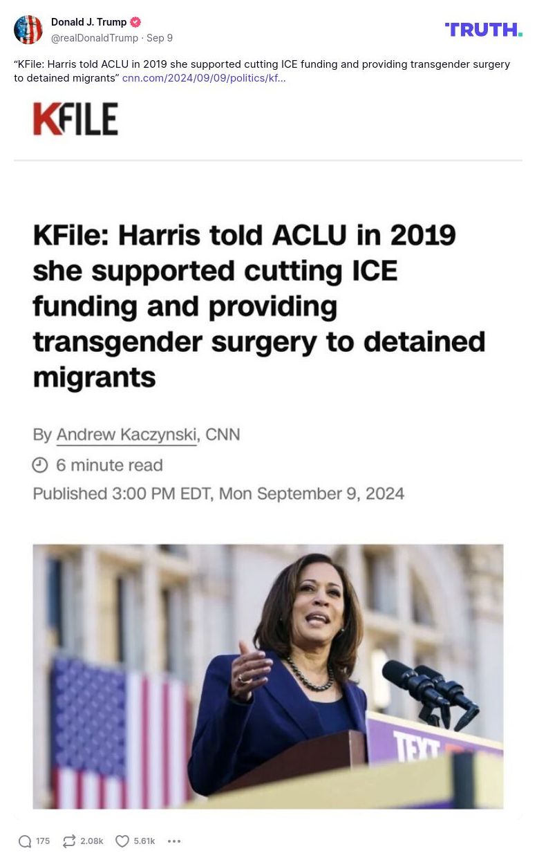 Post preview from Donald Trump