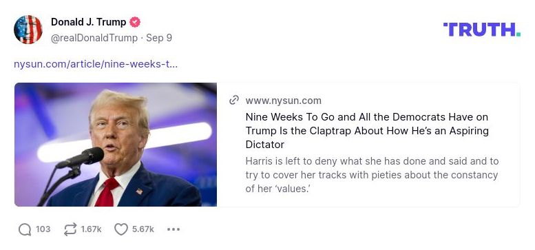 Post image from Donald Trump