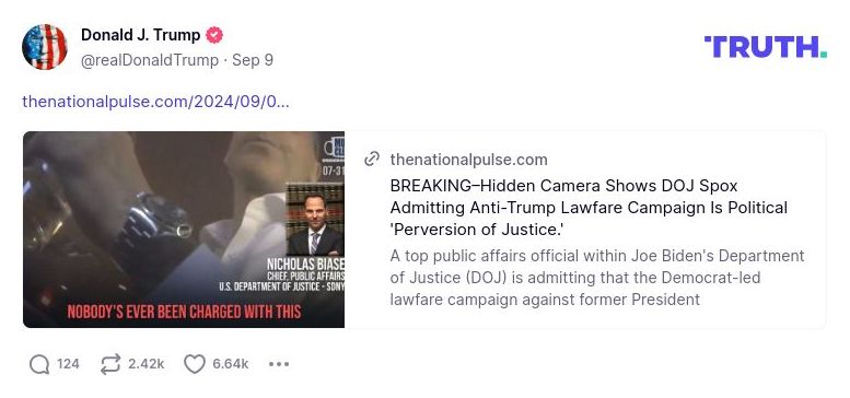 Post image from Donald Trump