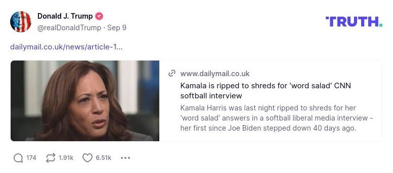 Post preview from Donald Trump