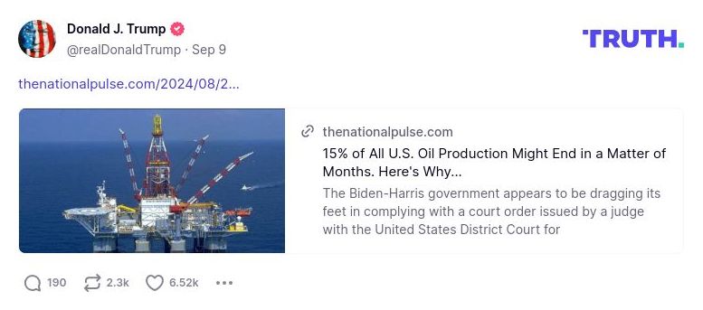 Post preview from Donald Trump