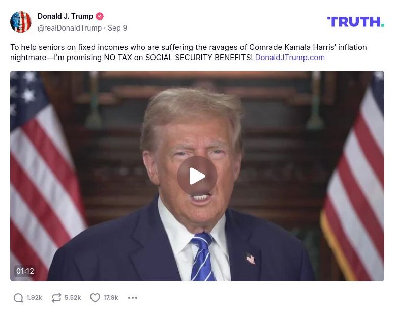 Post preview from Donald Trump