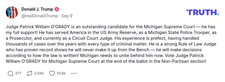 Post image from Donald Trump