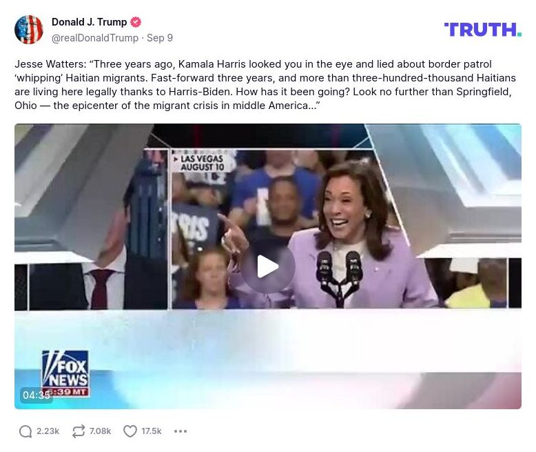 Post preview from Donald Trump