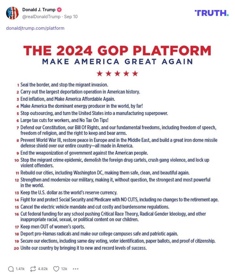 Post image from Donald Trump