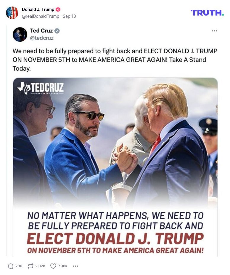 Post image from Donald Trump