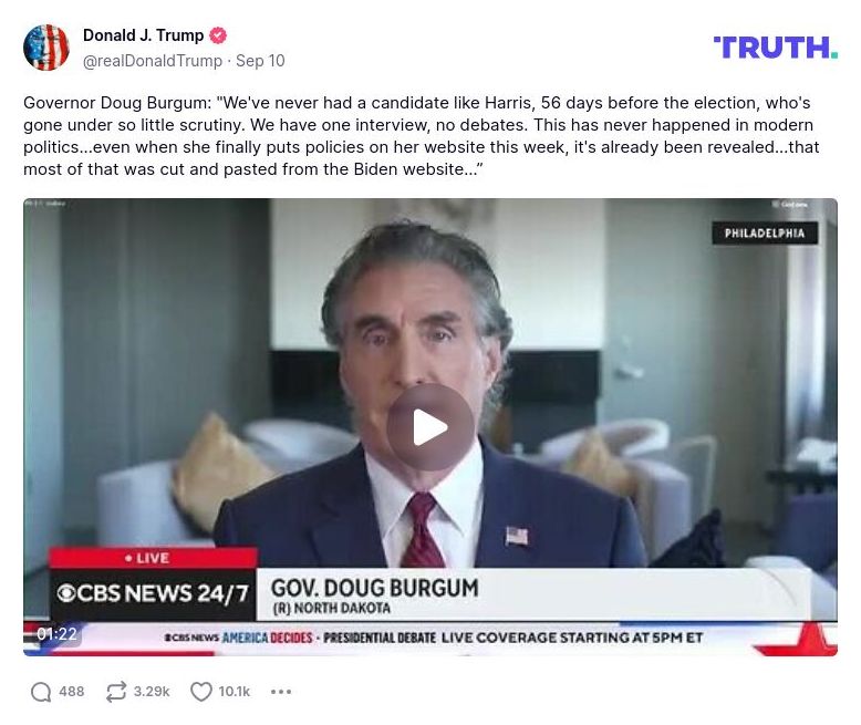 Post preview from Donald Trump