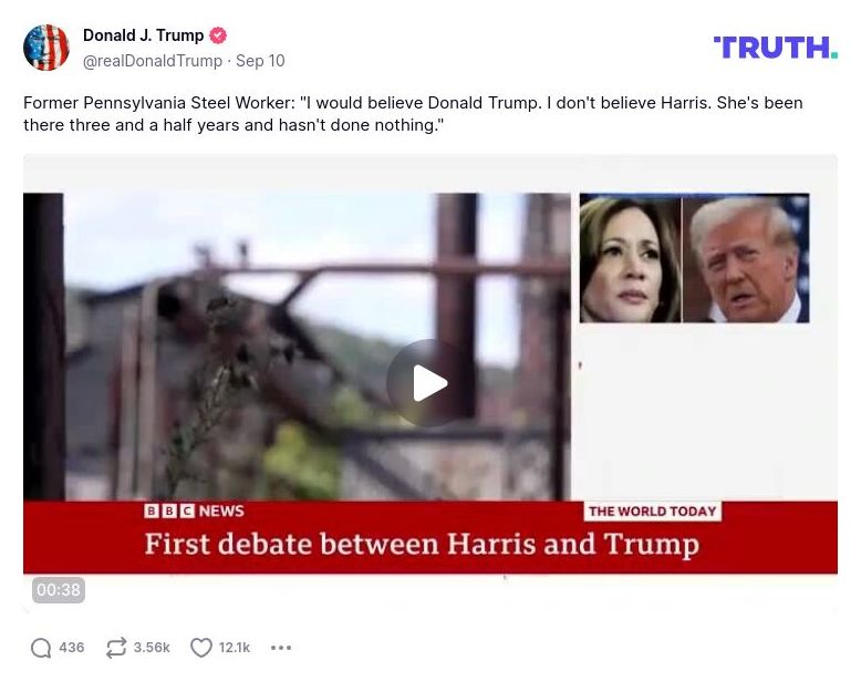 Post image from Donald Trump