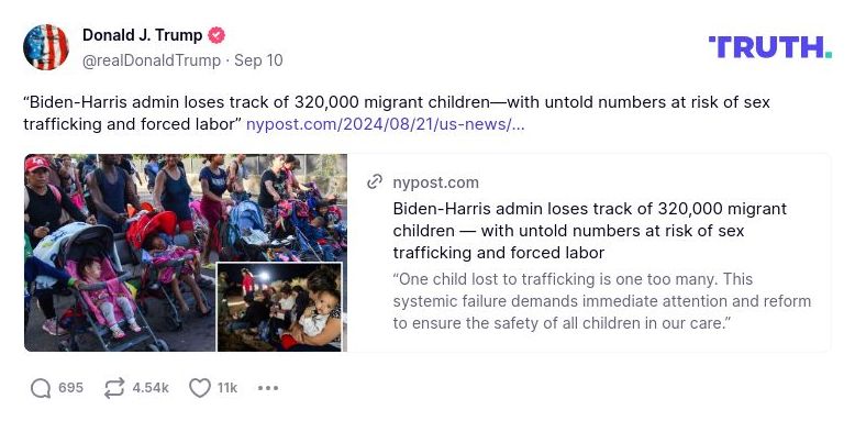 Post preview from Donald Trump