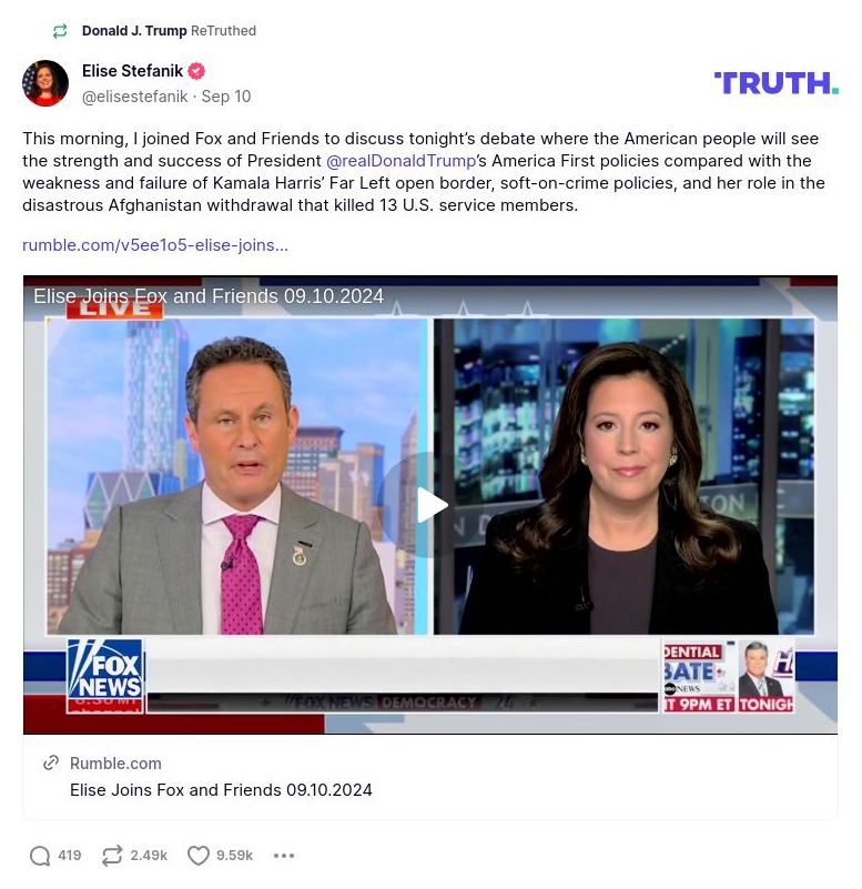 Post image from Donald Trump