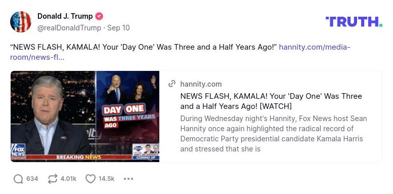 Post image from Donald Trump