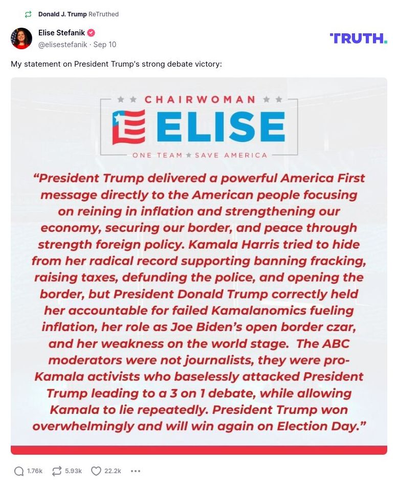 Post image from Donald Trump