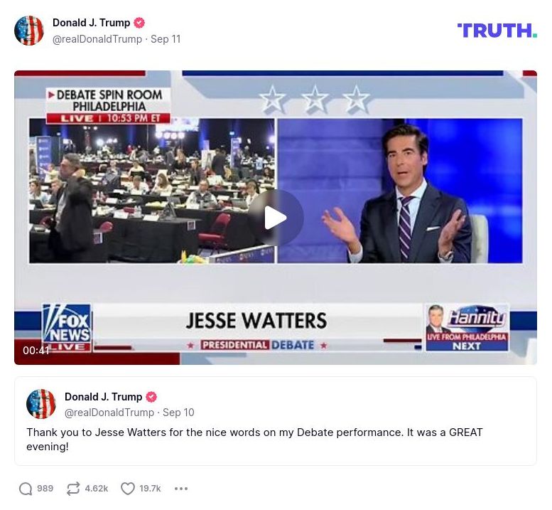 Post image from Donald Trump