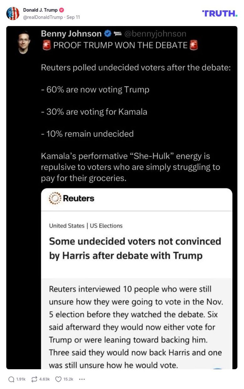 Post image from Donald Trump