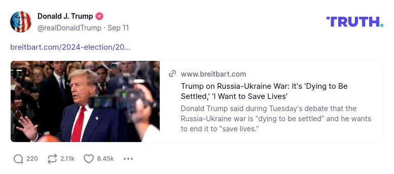 Post preview from Donald Trump