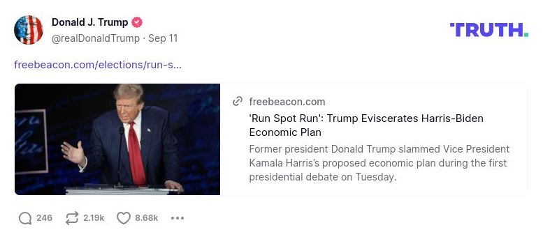 Post preview from Donald Trump