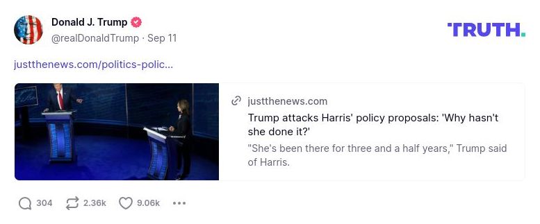 Post image from Donald Trump