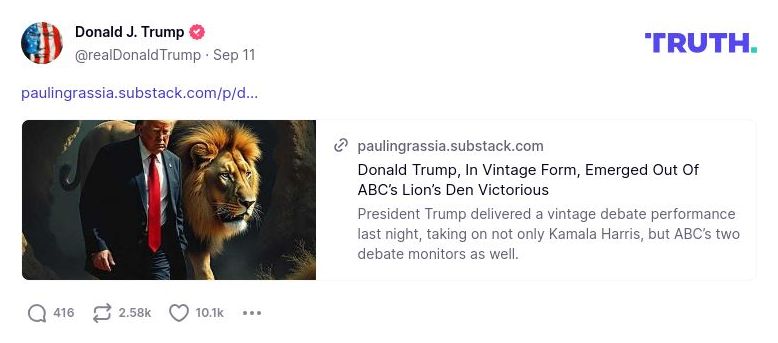 Post image from Donald Trump