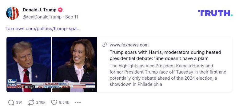 Post image from Donald Trump