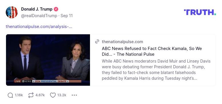 Post image from Donald Trump