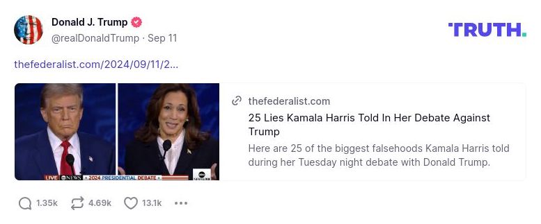 Post image from Donald Trump