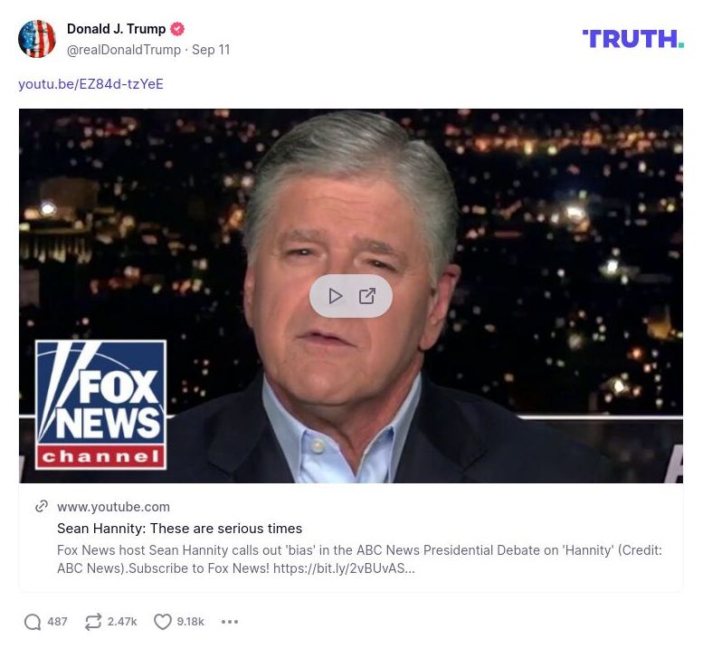 Post image from Donald Trump