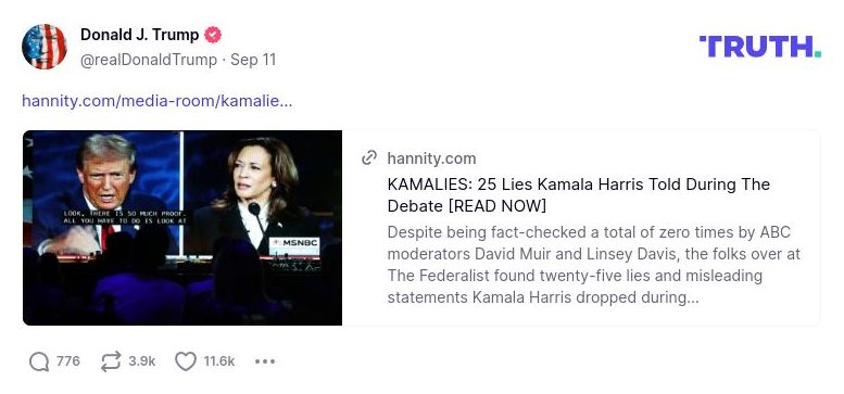 Post image from Donald Trump