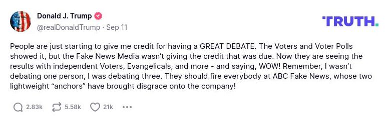 Post image from Donald Trump