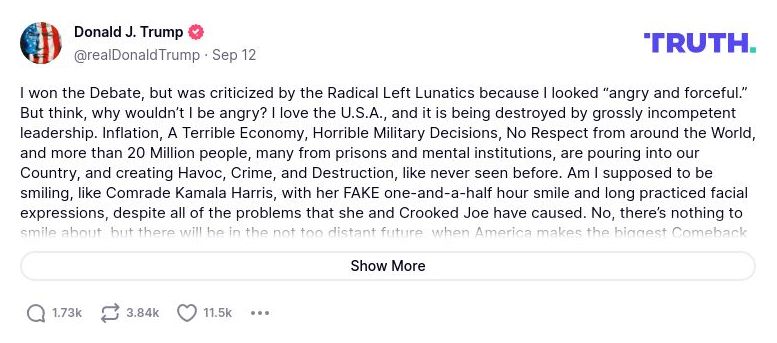 Post preview from Donald Trump