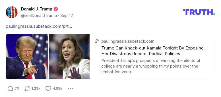 Post image from Donald Trump