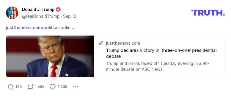 Post image from Donald Trump