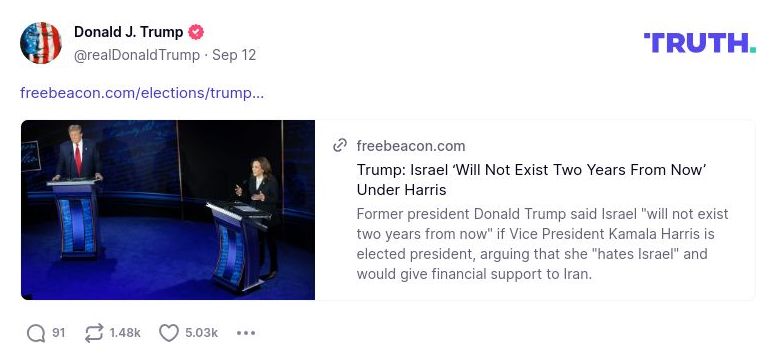 Post preview from Donald Trump