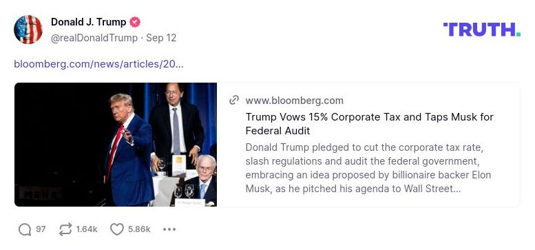 Post preview from Donald Trump