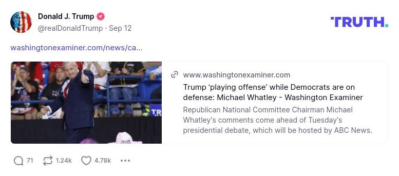 Post image from Donald Trump